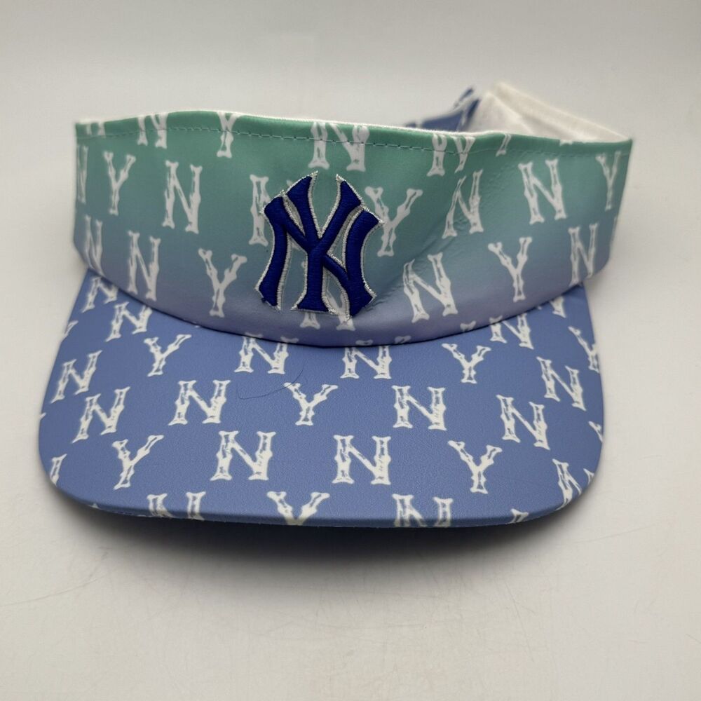 New York Yankees Visor MLB Blue Green NY Monogram Allover Print
